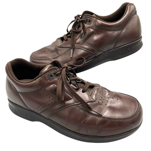 SAS Time Out Mens 9W Brown Leather Sneakers Tripad Comfort Shoes Vtg Grandpacore - Picture 1 of 16